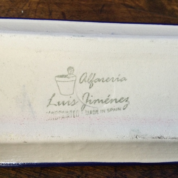 Alfareria Luis Jimenez Hand Painted Spain Blue Ceramic Tray 11"x3" - Picture 2 of 12